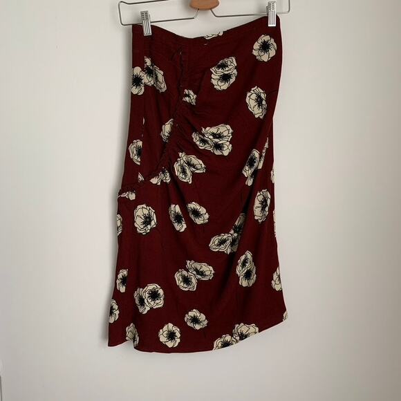 ROUJE PARIS Scarlet Floral Skirt Burgendy Womens Midi Size 34 US 2 - Picture 2 of 10